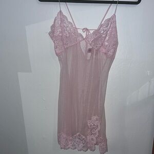 Victoria’s Secret BabyDoll Slip Lace Mesh Vintage Y2K 90s Lingerie blush pink